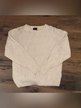 Cream Cable Knit Crewneck Sweater - Unbranded